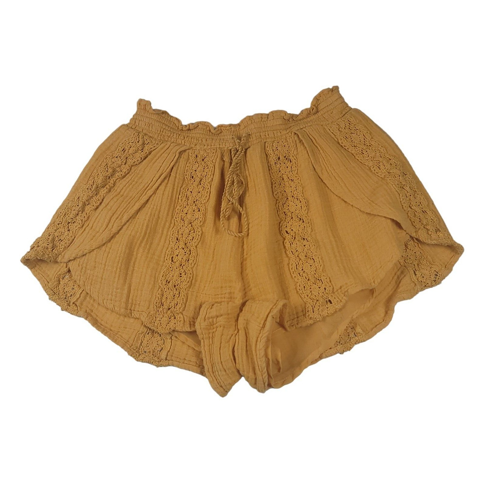 American Eagle Size XS Yellow Lace Waffle‎ Lined Shorts
